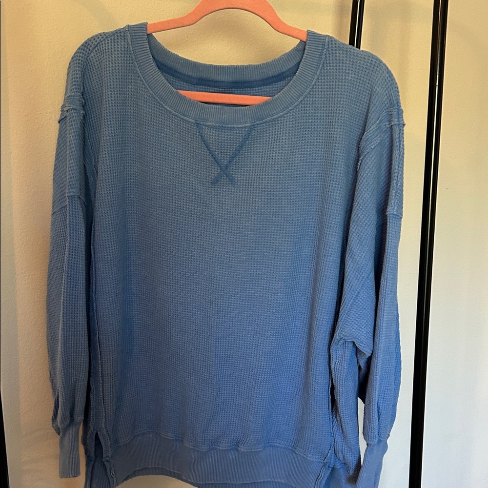 Aerie Blue Waffle Knit Sweatshirt
